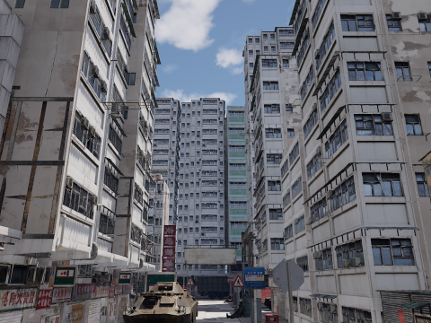 Dystopian Collapsed City Military Red Zone 3Dモデル