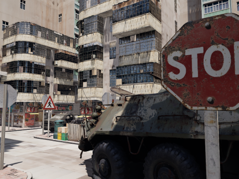 Dystopian Collapsed City Military Red Zone 3Dモデル