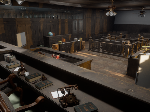 The Old Courtroom Detailed Justice Hall Interior Environment 3D Model