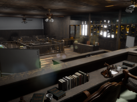 The Old Courtroom Detailed Justice Hall Interior Environment 3D Model