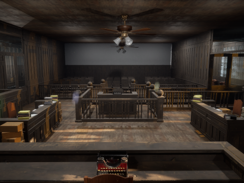 The Old Courtroom Detailed Justice Hall Interior Environment 3D Model