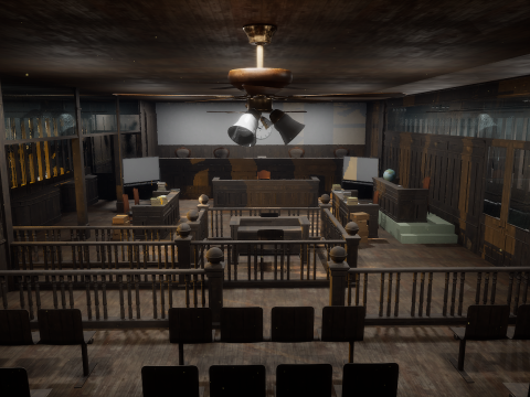 The Old Courtroom Detailed Justice Hall Interior Environment 3D Model