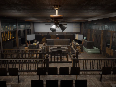 The Old Courtroom Detailed Justice Hall Interior Environment 3D Model