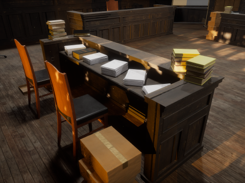 The Old Courtroom Detailed Justice Hall Interior Environment 3D Model