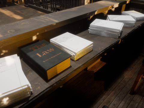 The Old Courtroom Detailed Justice Hall Interior Environment 3D Model