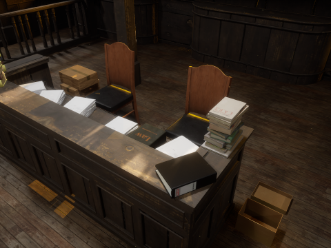 The Old Courtroom Detailed Justice Hall Interior Environment 3D Model