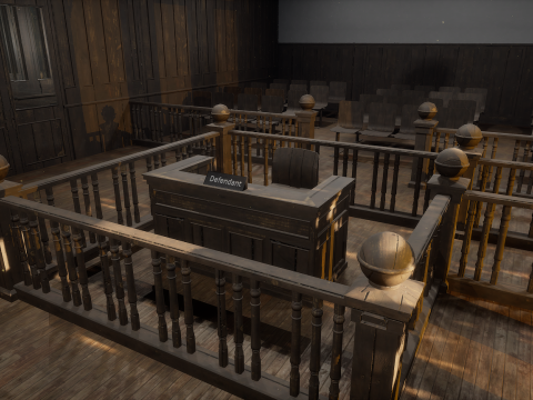 The Old Courtroom Detailed Justice Hall Interior Environment 3D Model