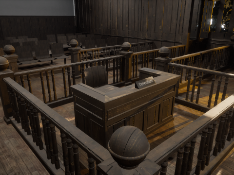 The Old Courtroom Detailed Justice Hall Interior Environment 3D Model