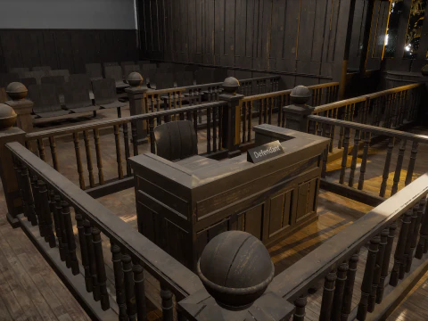 The Old Courtroom Detailed Justice Hall Interior Environment 3D Model