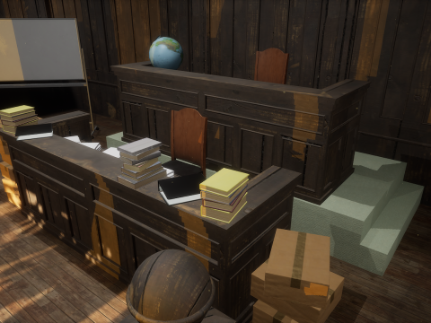 The Old Courtroom Detailed Justice Hall Interior Environment 3D Model