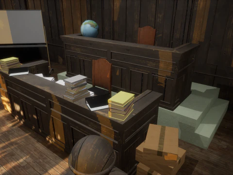 The Old Courtroom Detailed Justice Hall Interior Environment 3D Model