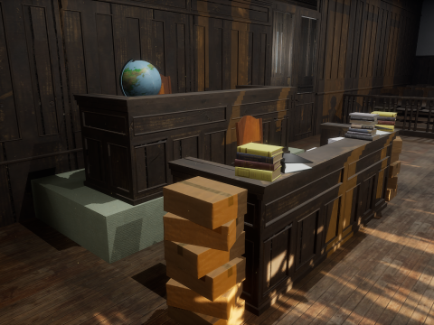 The Old Courtroom Detailed Justice Hall Interior Environment 3D Model