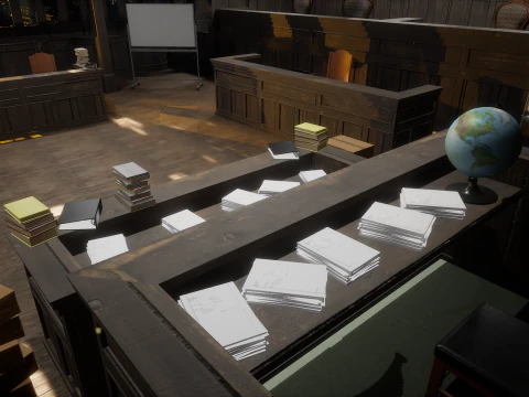 The Old Courtroom Detailed Justice Hall Interior Environment 3D Model