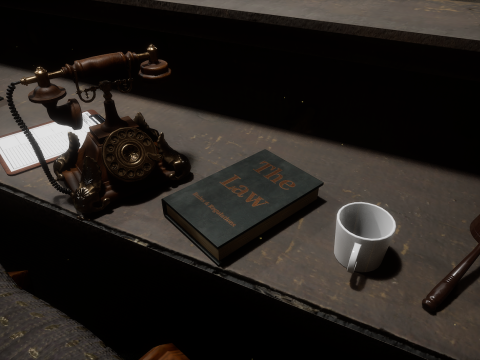 The Old Courtroom Detailed Justice Hall Interior Environment 3D Model