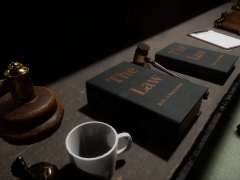 The Old Courtroom Detailed Justice Hall Interior Environment 3D Model