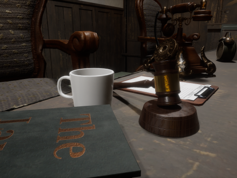 The Old Courtroom Detailed Justice Hall Interior Environment 3D Model