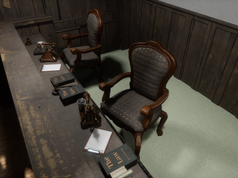 The Old Courtroom Detailed Justice Hall Interior Environment 3D Model