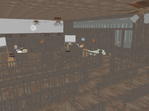 The Old Courtroom Detailed Justice Hall Interior Environment 3D Model