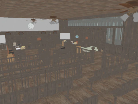 The Old Courtroom Detailed Justice Hall Interior Environment 3D Model