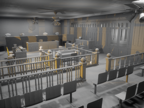 The Old Courtroom Detailed Justice Hall Interior Environment 3D Model