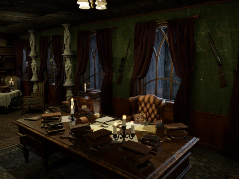 档案室 一个老式的办公环境 3D 模型