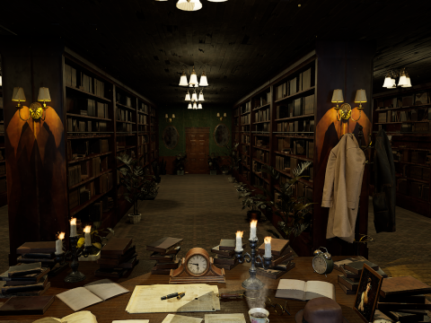 The Archivists Chamber An Old Vintage Office Environment 3D Model