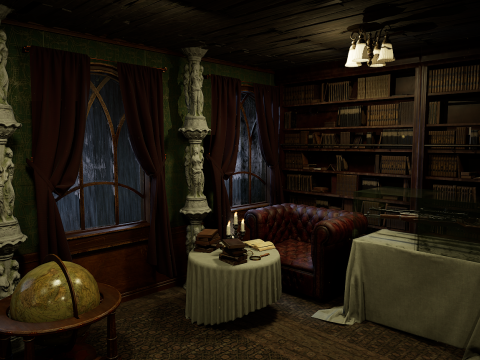The Archivists Chamber An Old Vintage Office Environment 3D Model