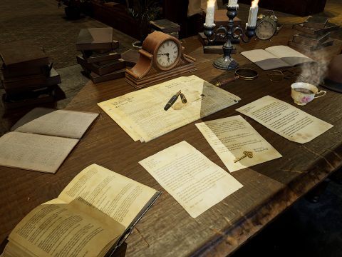 The Archivists Chamber An Old Vintage Office Environment 3D Model