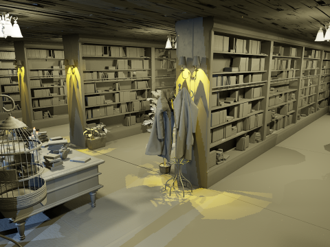 The Archivists Chamber An Old Vintage Office Environment 3D Model