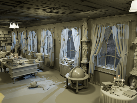 The Archivists Chamber An Old Vintage Office Environment 3D Model