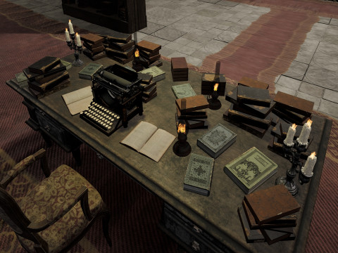 Magnificent Huge Gothic Library Cathedral-Like Interior Environment 3D 모델