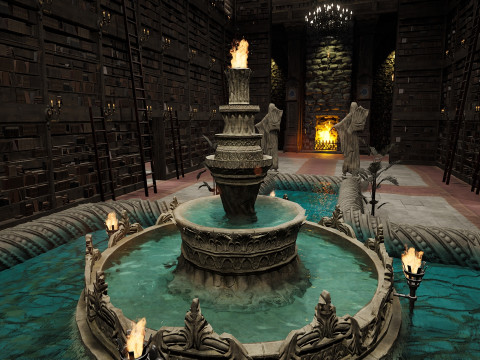 Magnificent Huge Gothic Library Cathedral-Like Interior Environment 3D 모델