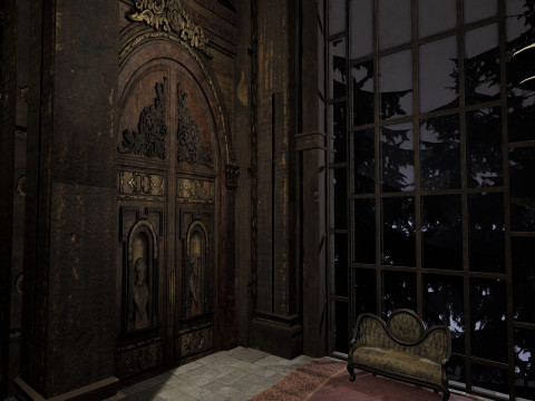 Magnificent Huge Gothic Library Cathedral-Like Interior Environment 3D 모델