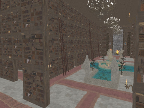 Magnificent Huge Gothic Library Cathedral-Like Interior Environment 3D 모델