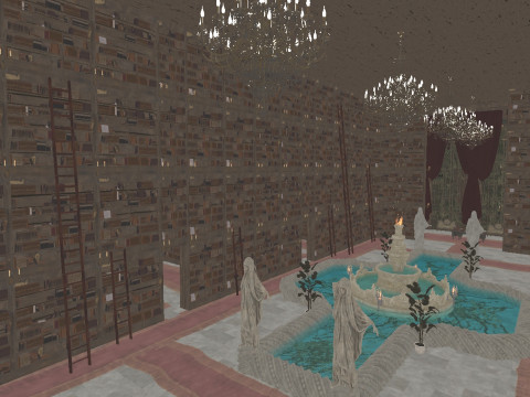 Magnificent Huge Gothic Library Cathedral-Like Interior Environment 3D 모델