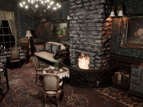 The Grand Vintage Hotel Suite Victorian Hotel Room Modelo 3D