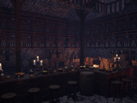 The Emberfang Tavern Medieval Cozy Environment 3D मॉडल