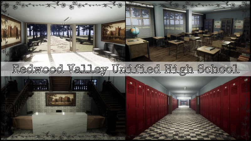 Объединенная средняя школа Redwood Valley. Крупномасштабная образовательная внутренняя среда 1990-х годов. 3D Модель .c4d .max .obj .3ds .fbx .stl .blend 