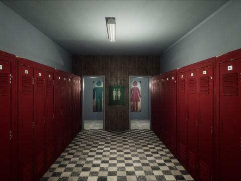 Объединенная средняя школа Redwood Valley. Крупномасштабная образовательная внутренняя среда 1990-х годов. 3D Модель