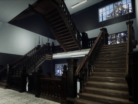 Объединенная средняя школа Redwood Valley. Крупномасштабная образовательная внутренняя среда 1990-х годов. 3D Модель