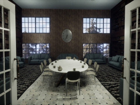 Объединенная средняя школа Redwood Valley. Крупномасштабная образовательная внутренняя среда 1990-х годов. 3D Модель