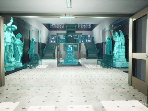 Объединенная средняя школа Redwood Valley. Крупномасштабная образовательная внутренняя среда 1990-х годов. 3D Модель