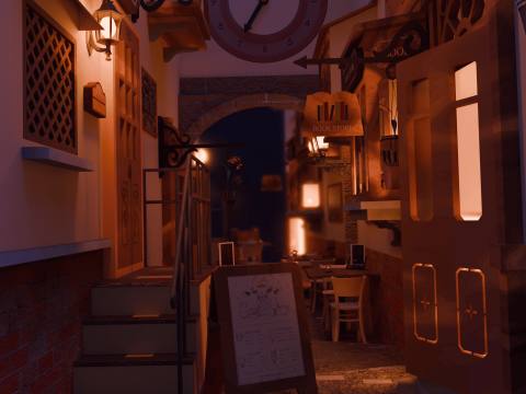 DIORAMA EUROPEAN VILLAGE Model 3D