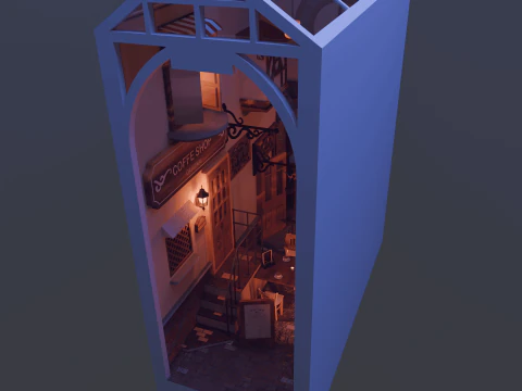 डियोरामा यूरोपीय गांव 3D मॉडल