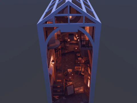 डियोरामा यूरोपीय गांव 3D मॉडल