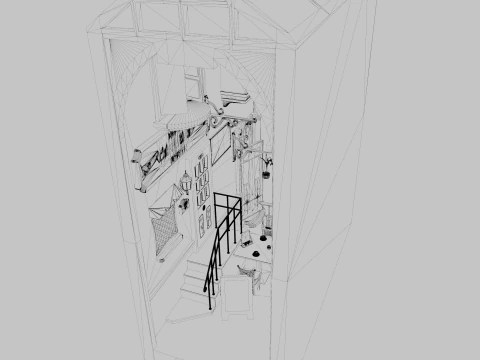 डियोरामा यूरोपीय गांव 3D मॉडल