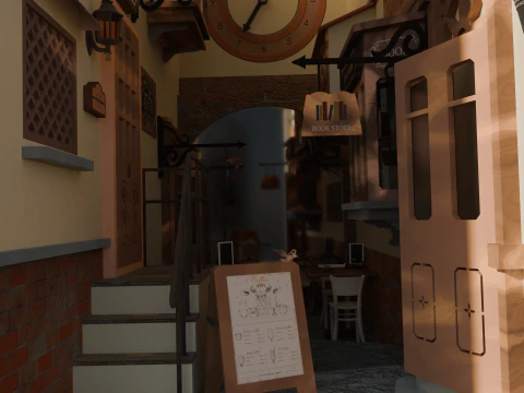 DIORAMA VILLAGE EUROP&Eacute;EN Modèle 3D