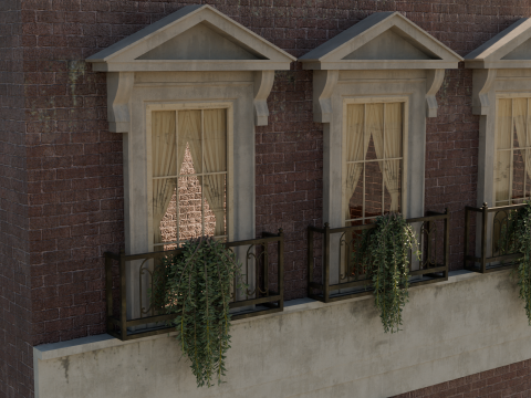 New York Style Old Building Realistic Exterior 3Dモデル