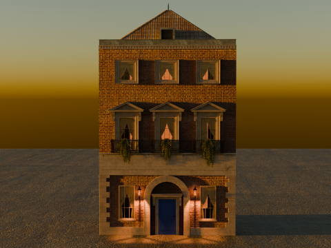 New York Style Old Building Realistic Exterior 3Dモデル