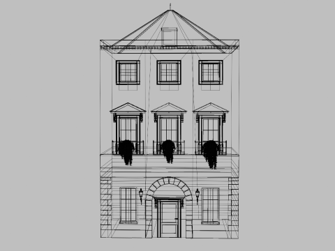 New York Style Old Building Realistic Exterior 3Dモデル